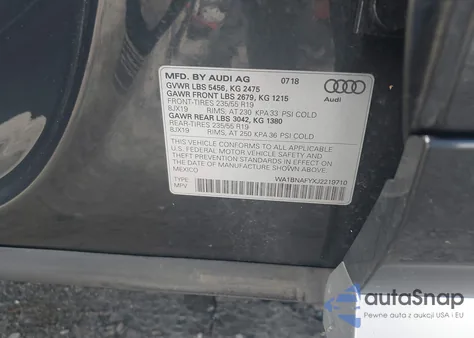 2018 Audi Q5 2.0T Premium/2.0T Tech Premium from USA, damaged, VIN WA1BNAFYXJ2219710